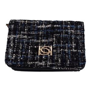 Bebe Chic Black and Blue Tweed Women's Bag